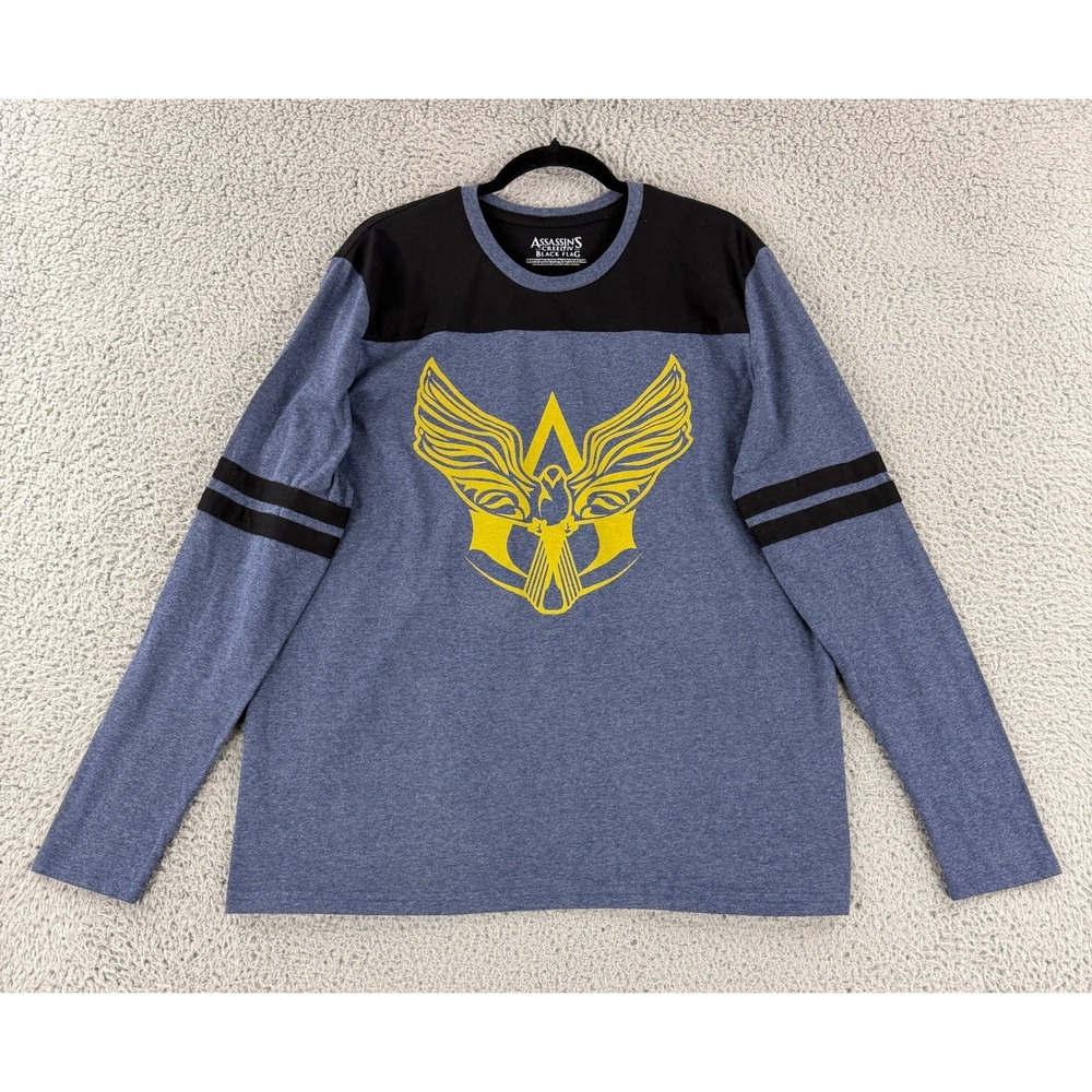 Assassin's Creed IV Black Flag Graphic Shirt Mens XL Blue Long Sleeve Crest